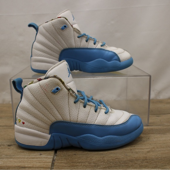 Nike Jordan 12 Retro DQ4366-114 PS Emoji Blue/White Size 2Y - Picture 3 of 10